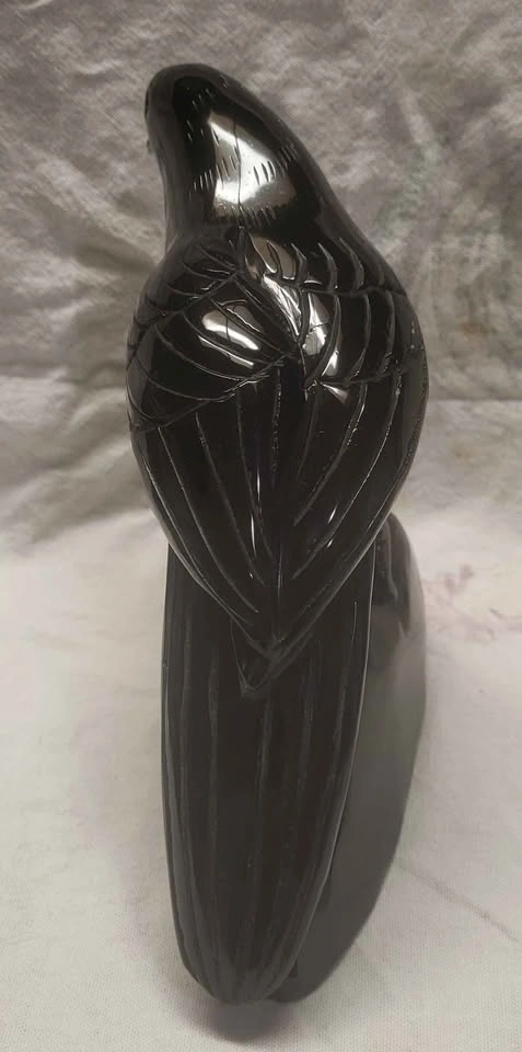 One-of-a-Kind Hand-Carved Solid Obsidian Raven 🖤 - photo 4