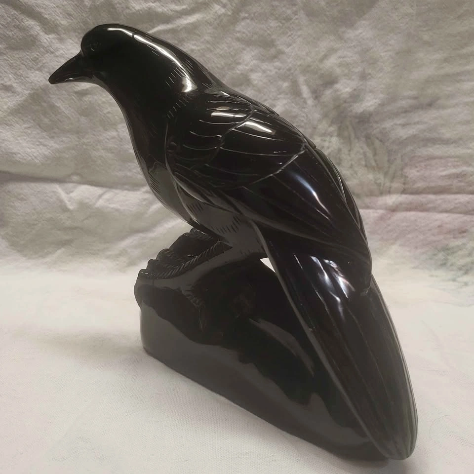 One-of-a-Kind Hand-Carved Solid Obsidian Raven 🖤 - photo 5