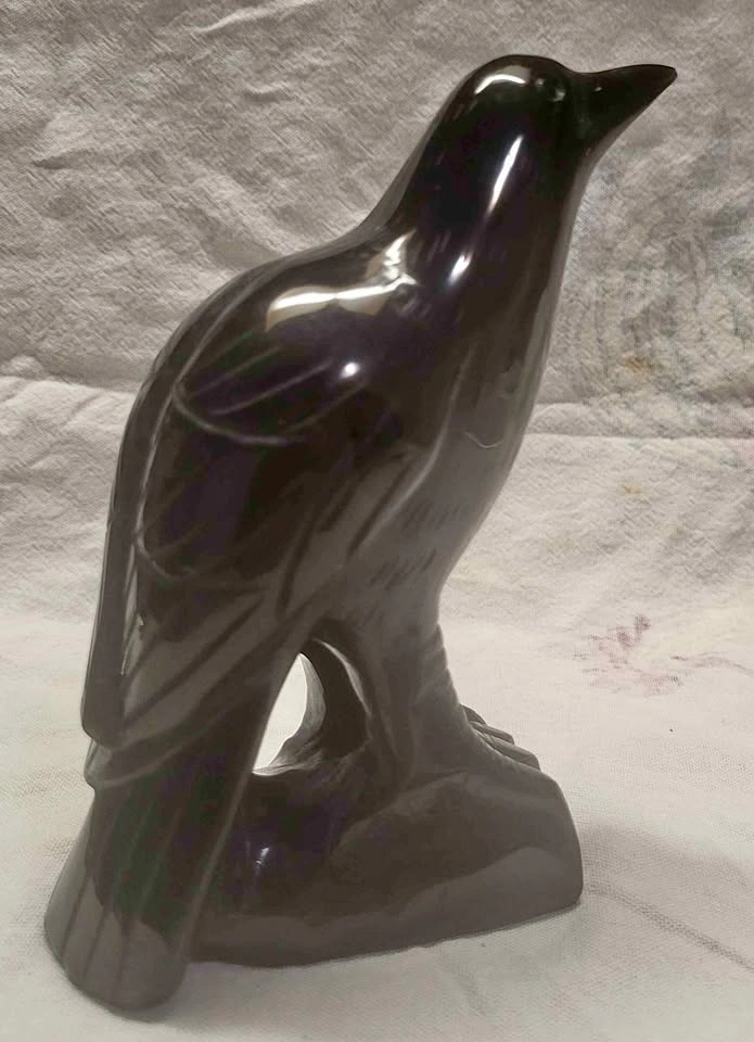 Custom Hand-Carved Obsidian Raven – One of a Kind 5 inch