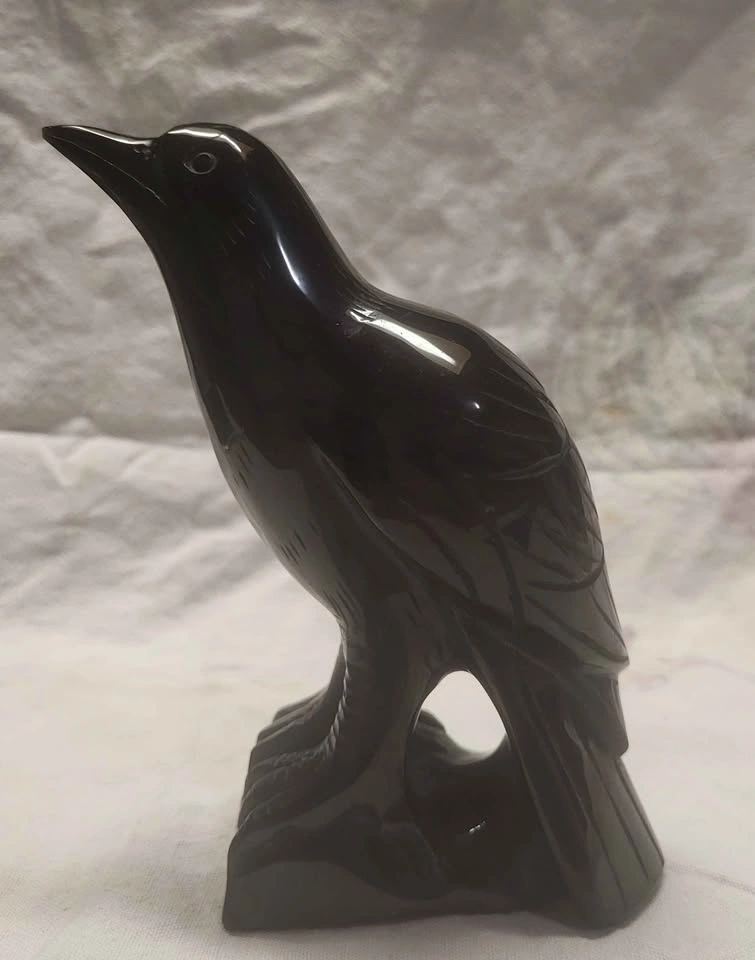 Custom Hand-Carved Obsidian Raven – One of a Kind 5 inch - photo 2
