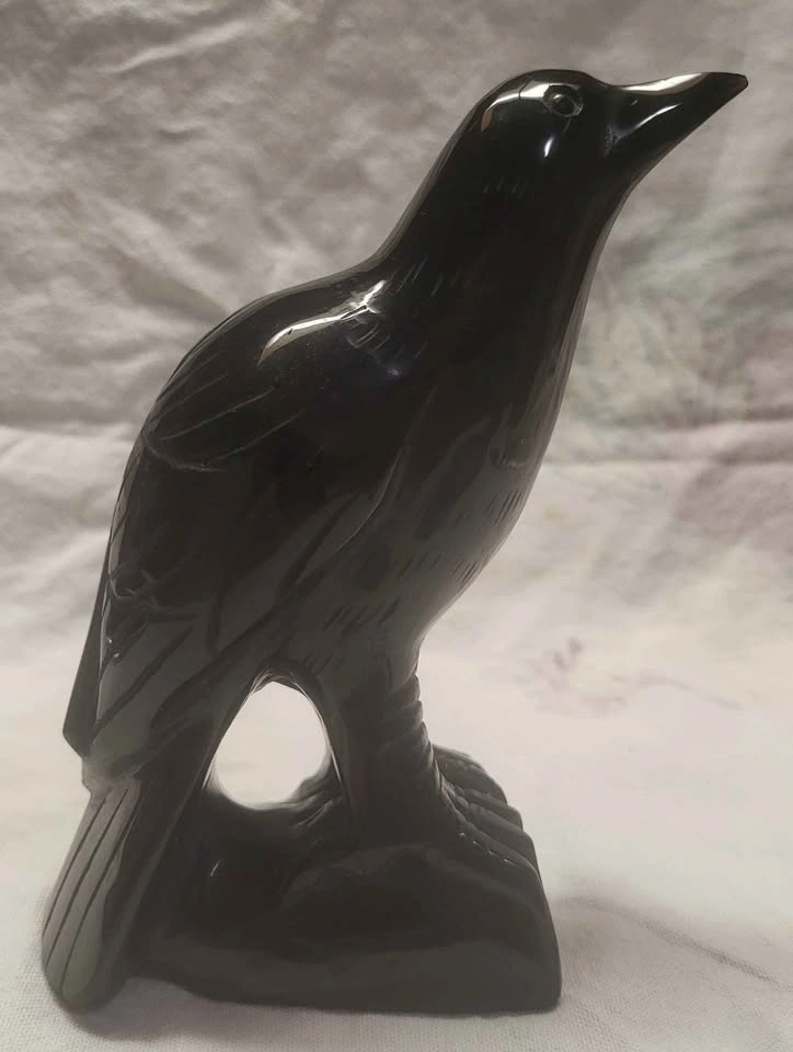 Custom Hand-Carved Obsidian Raven – One of a Kind 5 inch - photo 3