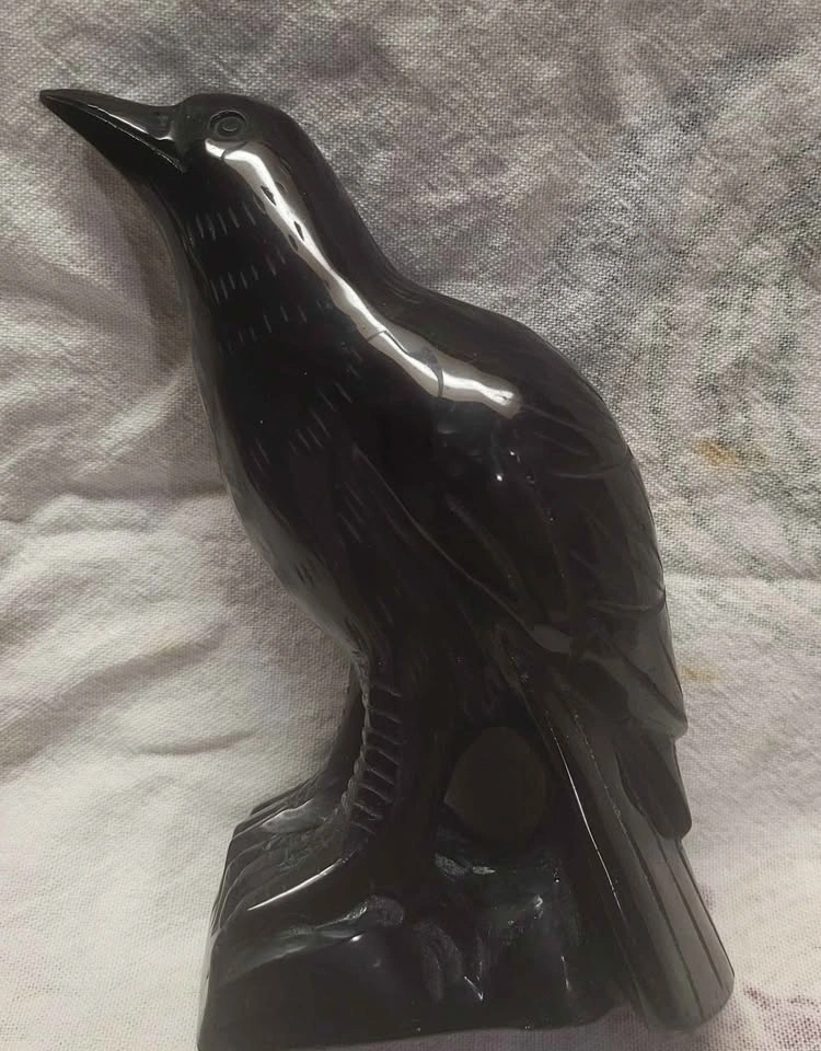 Custom Hand-Carved Obsidian Raven – One of a Kind 5 inch - photo 4