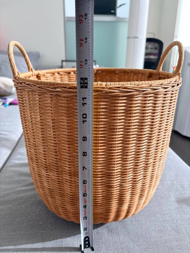 Tall Round Woven Wicker Basket with Handles - photo 4