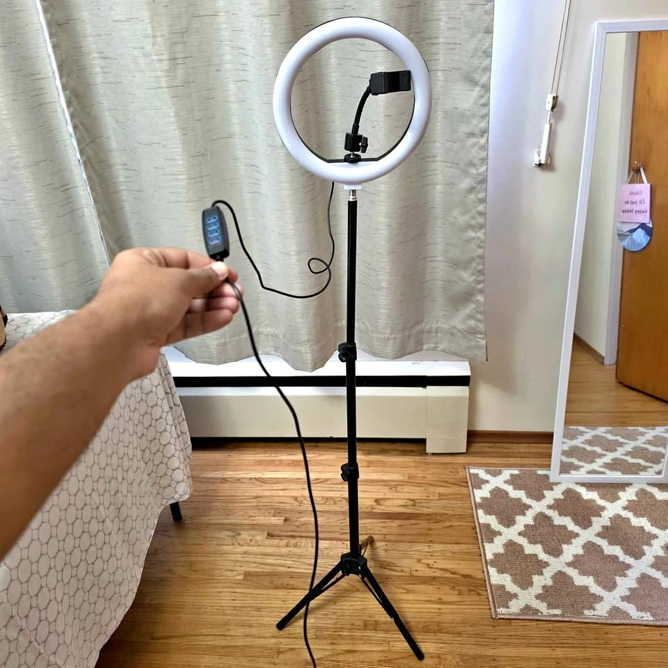 Ring light with tripod stand and phone holder