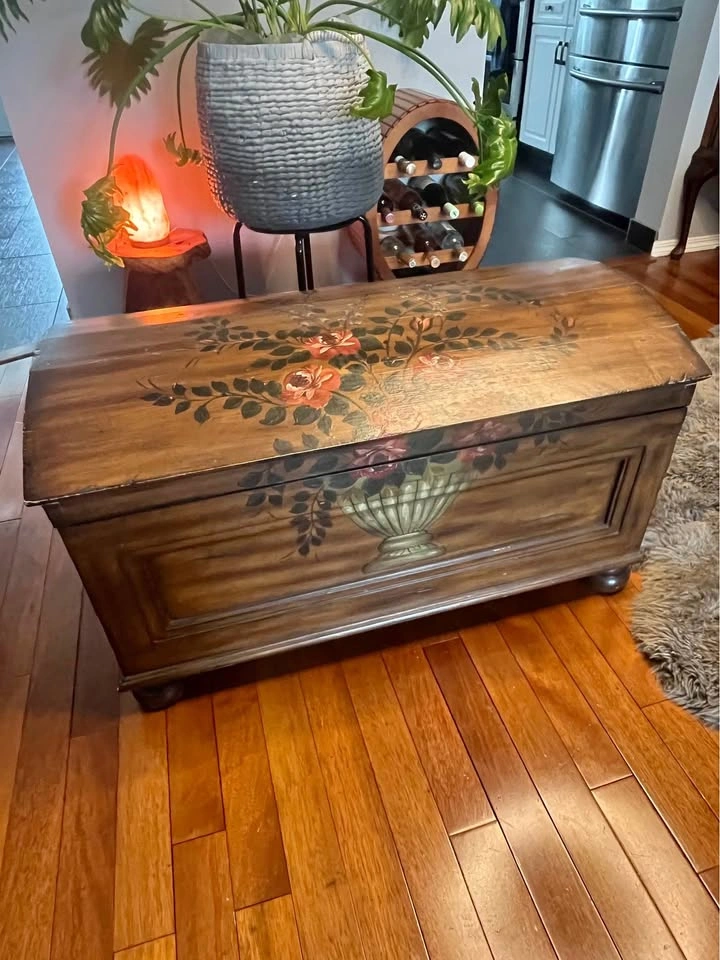 Hand painted solid wood chest in excellent condition.