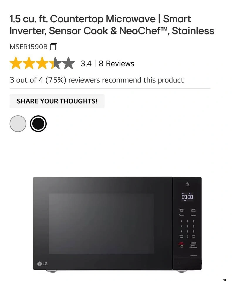 Microwave LG 1.5 cu. ft./ 1200W - photo 2