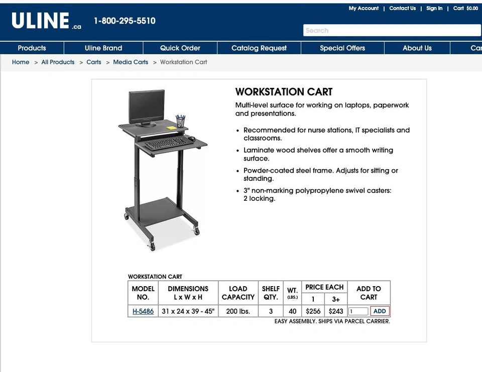 Work station cart + 27" monitor on monitor stand - photo 3