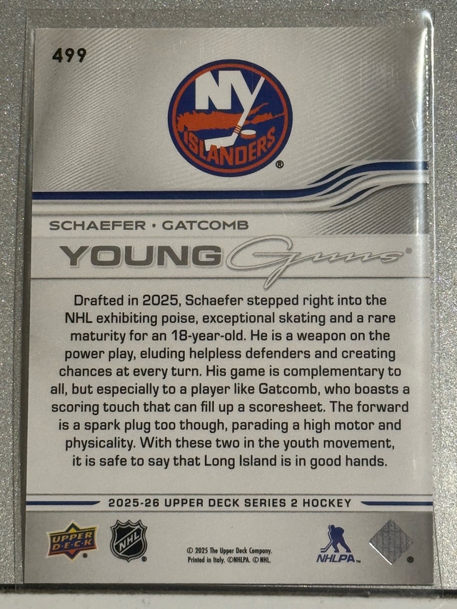 Upper Deck Schaefer/Gatcomb Young Guns Teammates Deluxe - photo 2