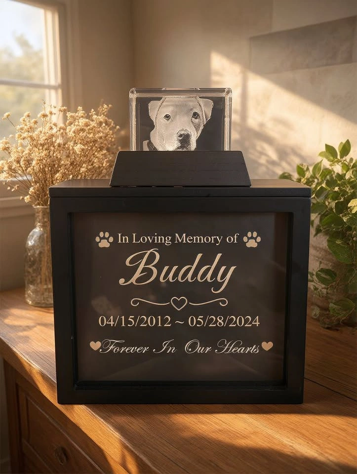 Pet Memorial Urn & 3D Crystal Rectangle Set - photo 3