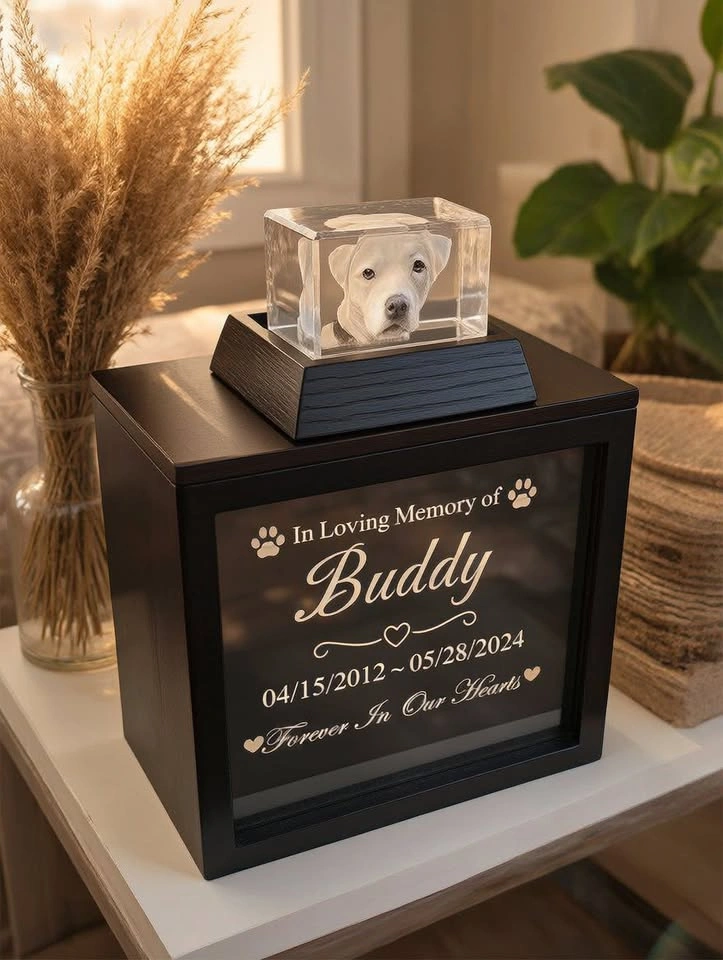 Pet Memorial Urn & 3D Crystal Rectangle Set - photo 4
