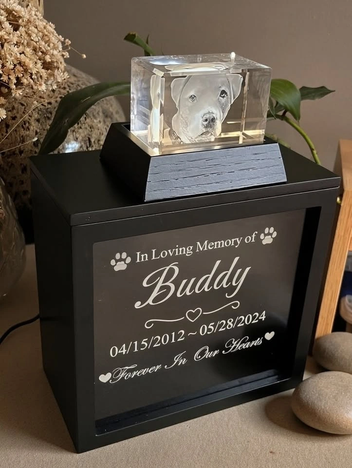 Pet Memorial Urn & 3D Crystal Rectangle Set - photo 5