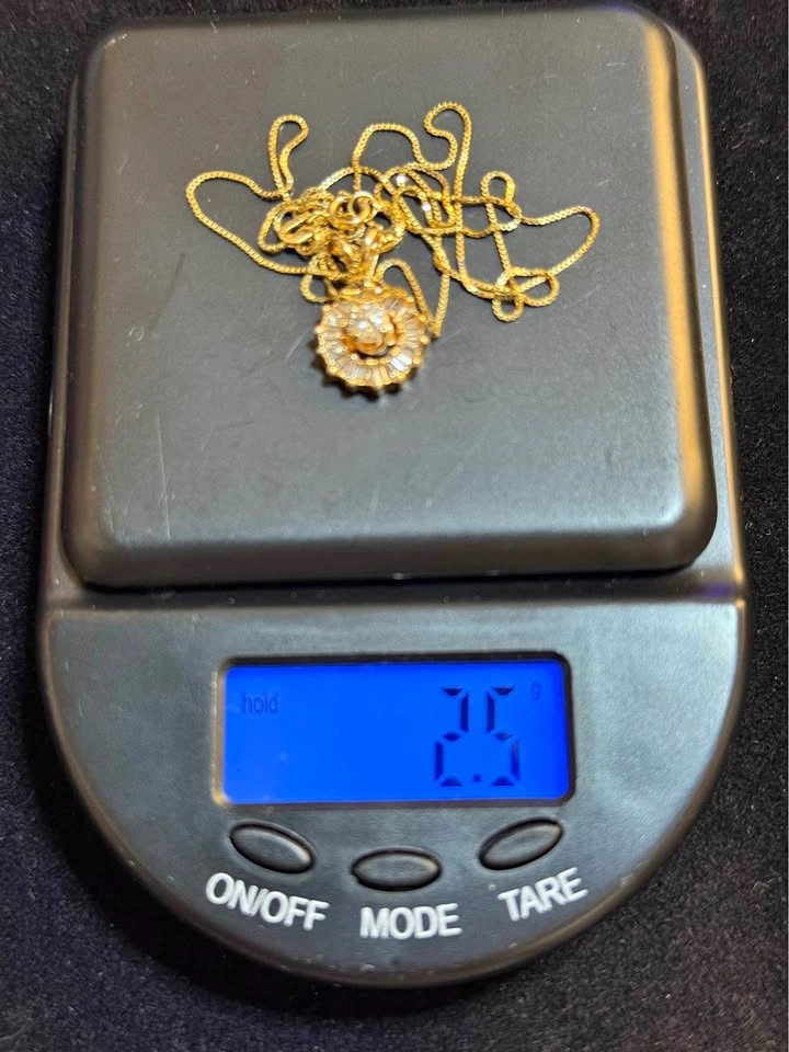 Vintage 14k Yellow Gold and Diamond Pendant Charm with 18” Chain