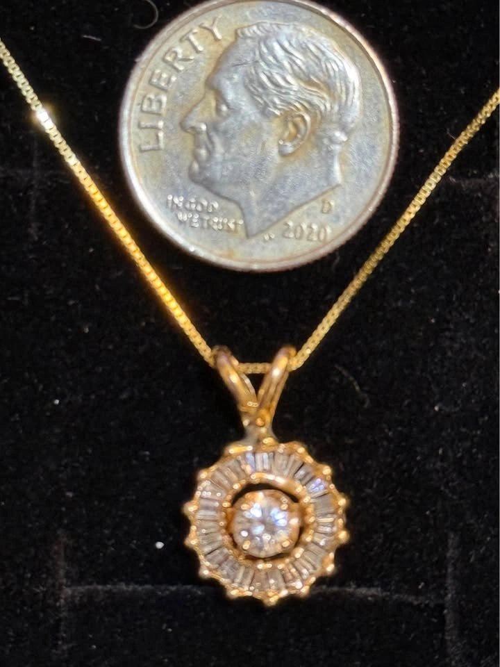 Vintage 14k Yellow Gold and Diamond Pendant Charm with 18” Chain - photo 2