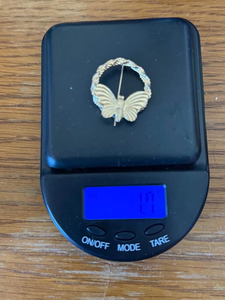 Mid-20th Century Solid 14K Gold Hana Nicole Butterfly Brooch - photo 5