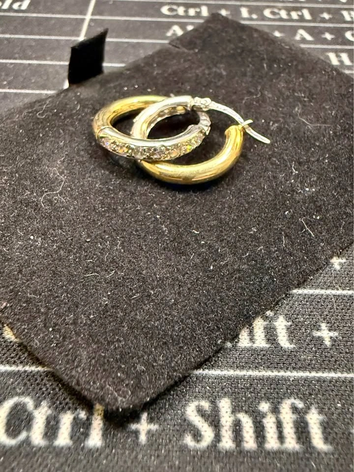 14K Yellow and White Gold Earrings
