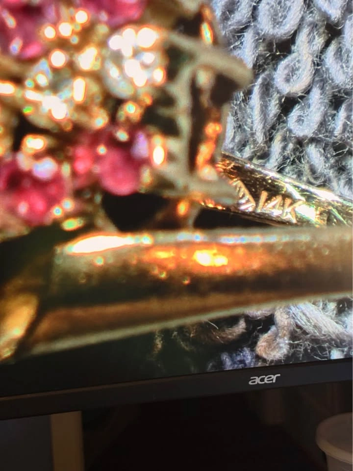 Vintage 14K Yellow Gold Ruby and Diamond Waterfall Cocktail Ring - photo 5