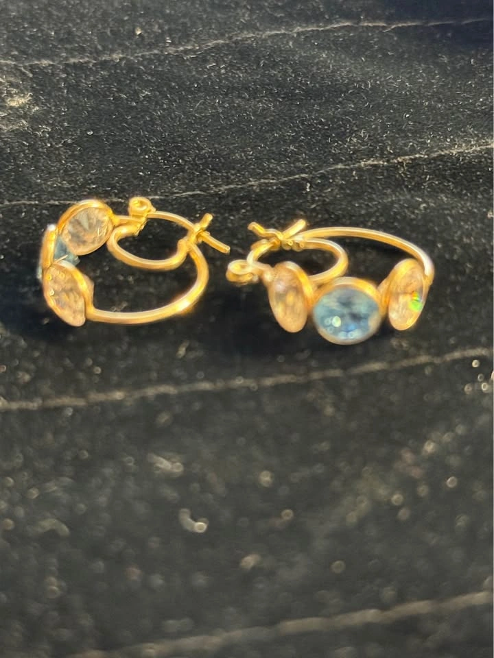 14K Yellow Gold Earrings with Gemstones - photo 2
