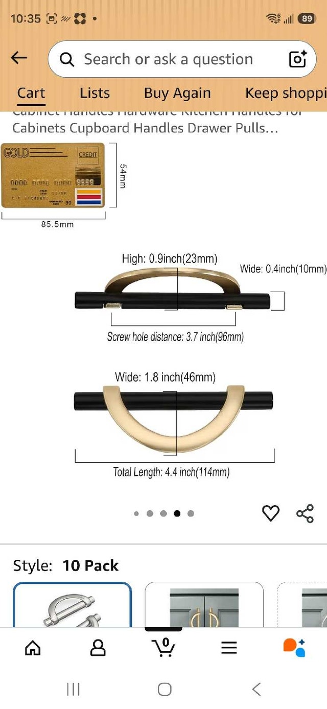 Door/Drawer/Cabinet handles Black/ Brushed gold - photo 3