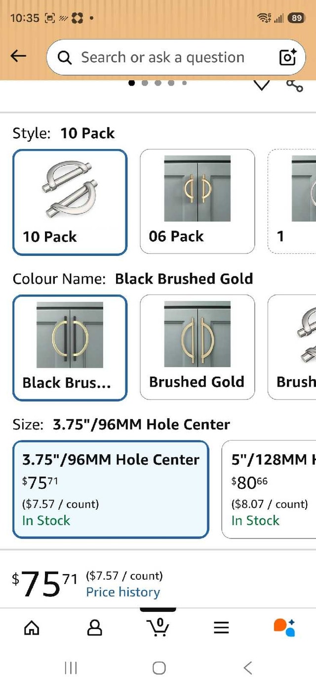 Door/Drawer/Cabinet handles Black/ Brushed gold - photo 5