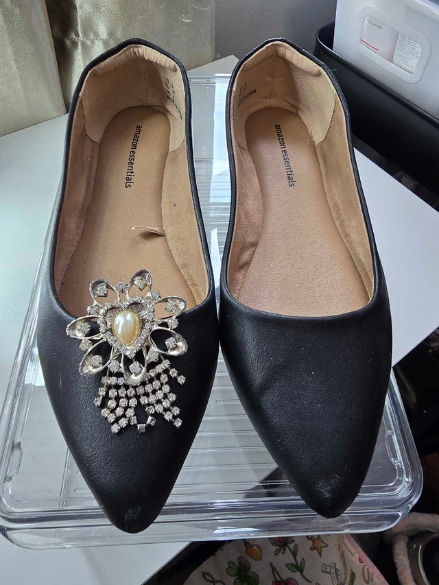 NEW black pointed toe flats size 6, matte finish. - photo 5