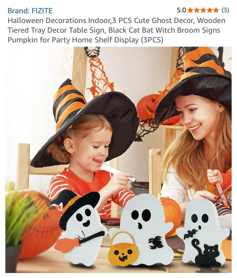 Wooden Ghost Halloween Decoration 3pcs - photo 3
