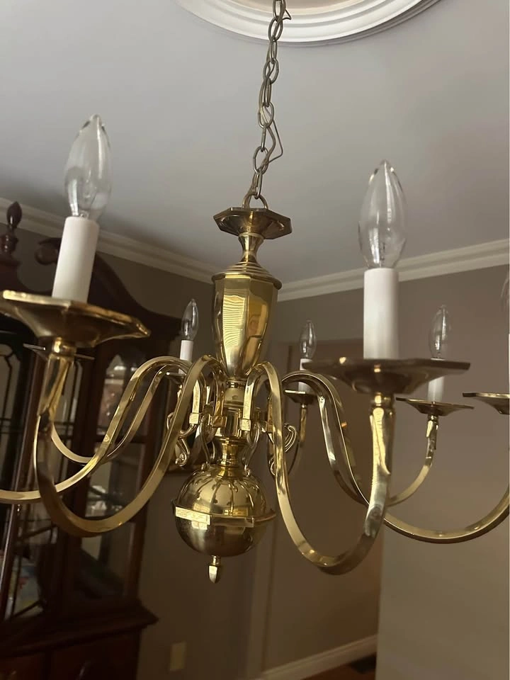 Brass 6-Arm Chandelier - photo 2