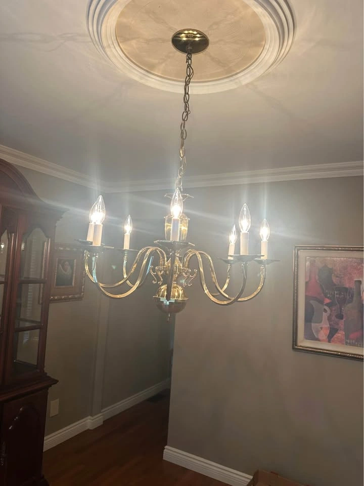 Brass 6-Arm Chandelier - photo 5