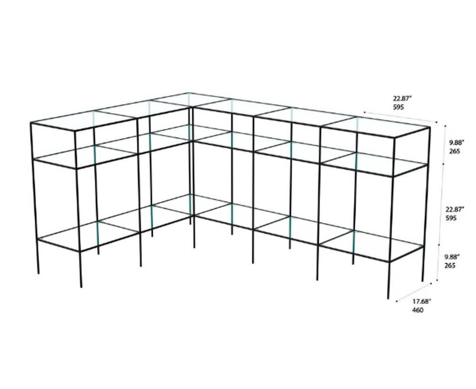 Chrome and glass “Abstracta” shelving