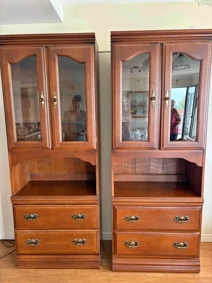 Pair of Wooden Hutch Cabinets