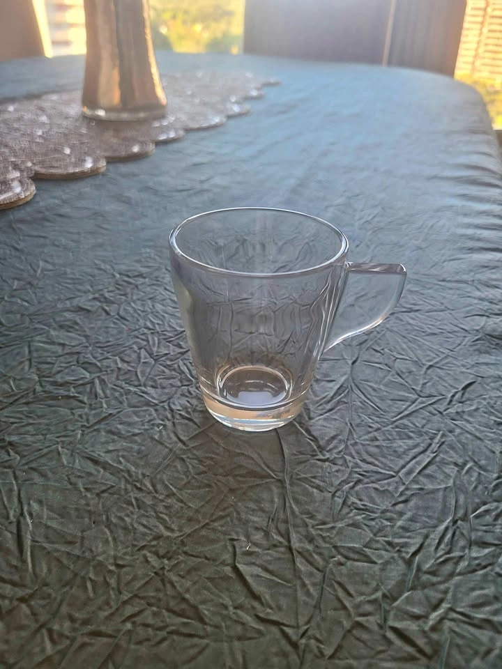 Set of 6 Clear Glass Espresso Coffee cups from Italy