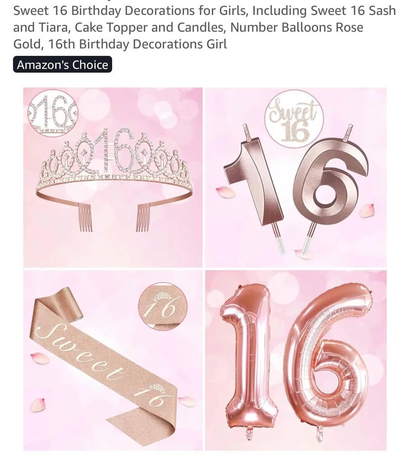 Sweet 16 Gold Birthday Decorations Set for Girls - photo 2