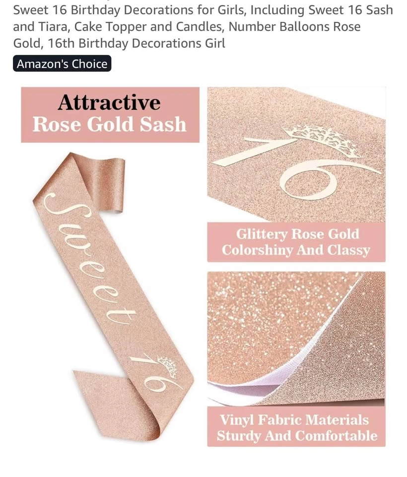 Sweet 16 Gold Birthday Decorations Set for Girls - photo 3
