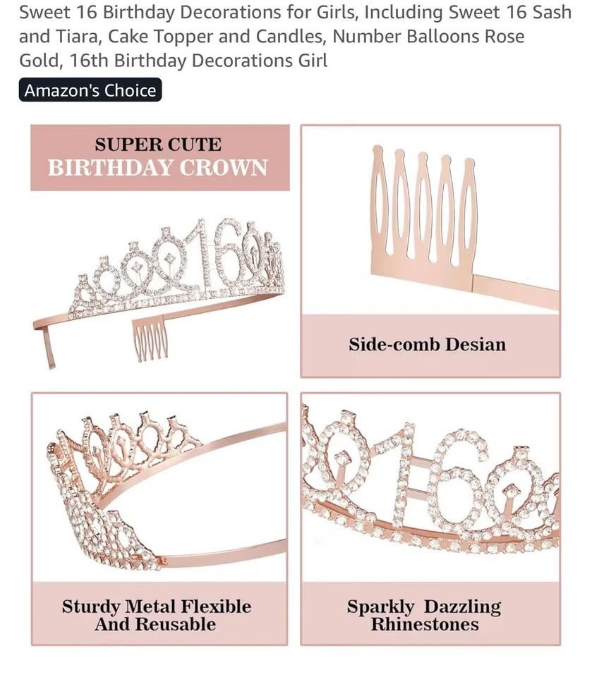 Sweet 16 Gold Birthday Decorations Set for Girls - photo 4