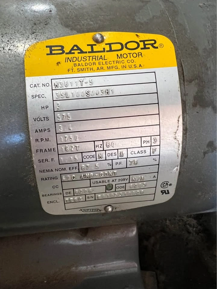 Baldor Industrial 3HP Motor with Blower - photo 2