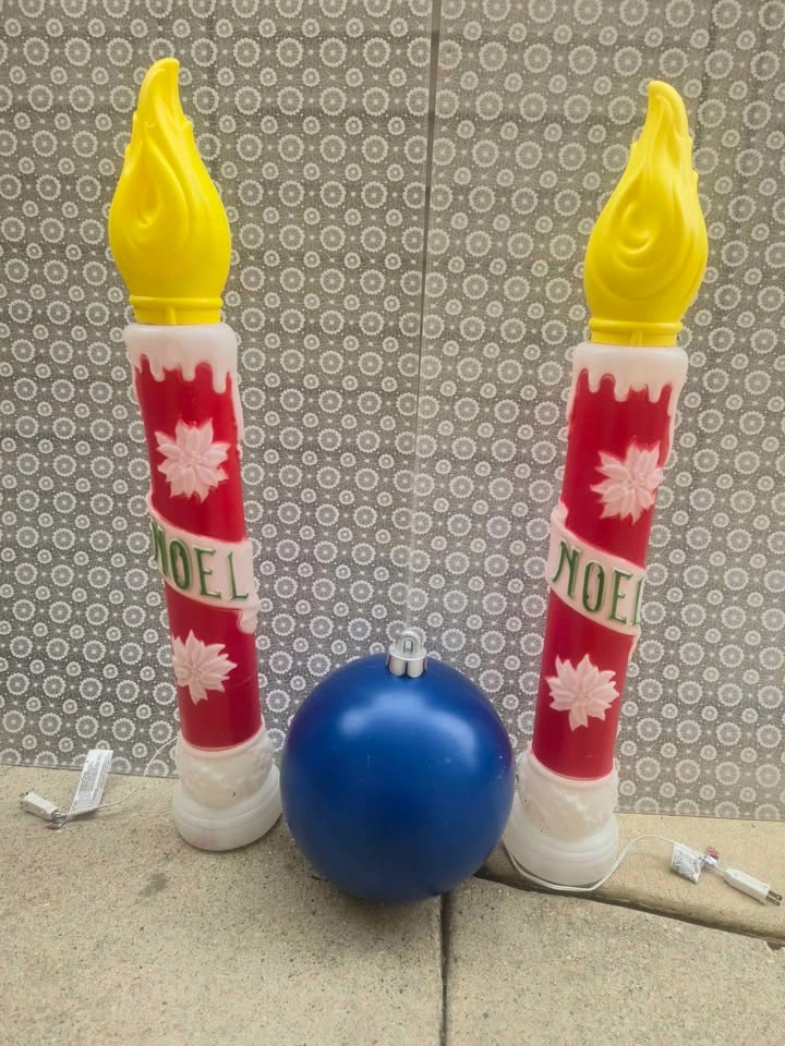 Vintage Empire Blow Mold Noel Christmas Candle Pair 39” Tall - photo 2