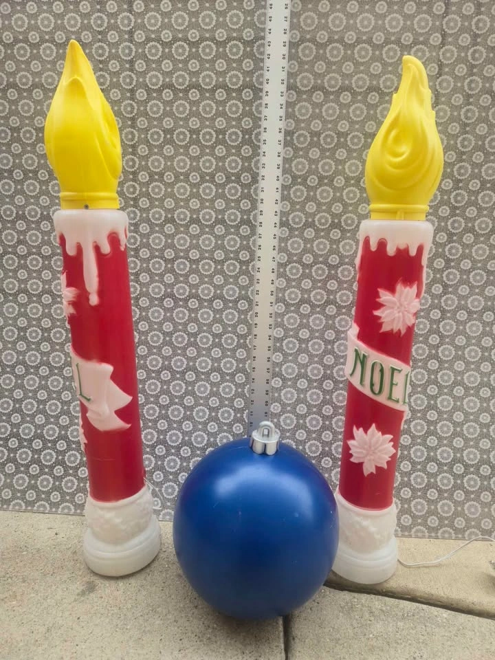 Vintage Empire Blow Mold Noel Christmas Candle Pair 39” Tall - photo 3