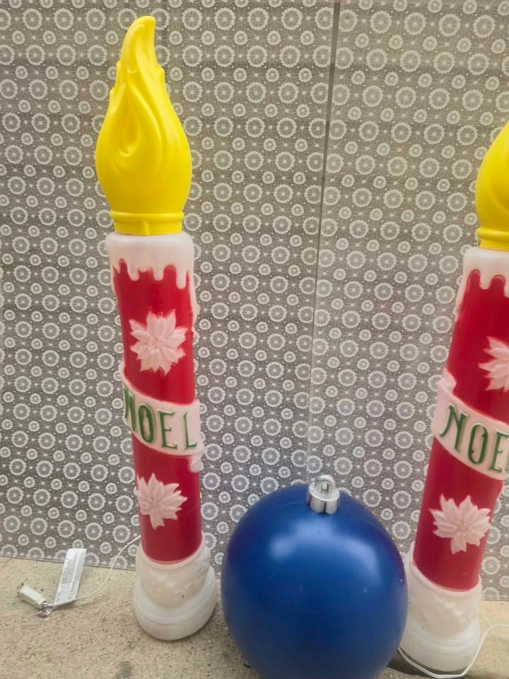 Vintage Empire Blow Mold Noel Christmas Candle Pair 39” Tall - photo 4