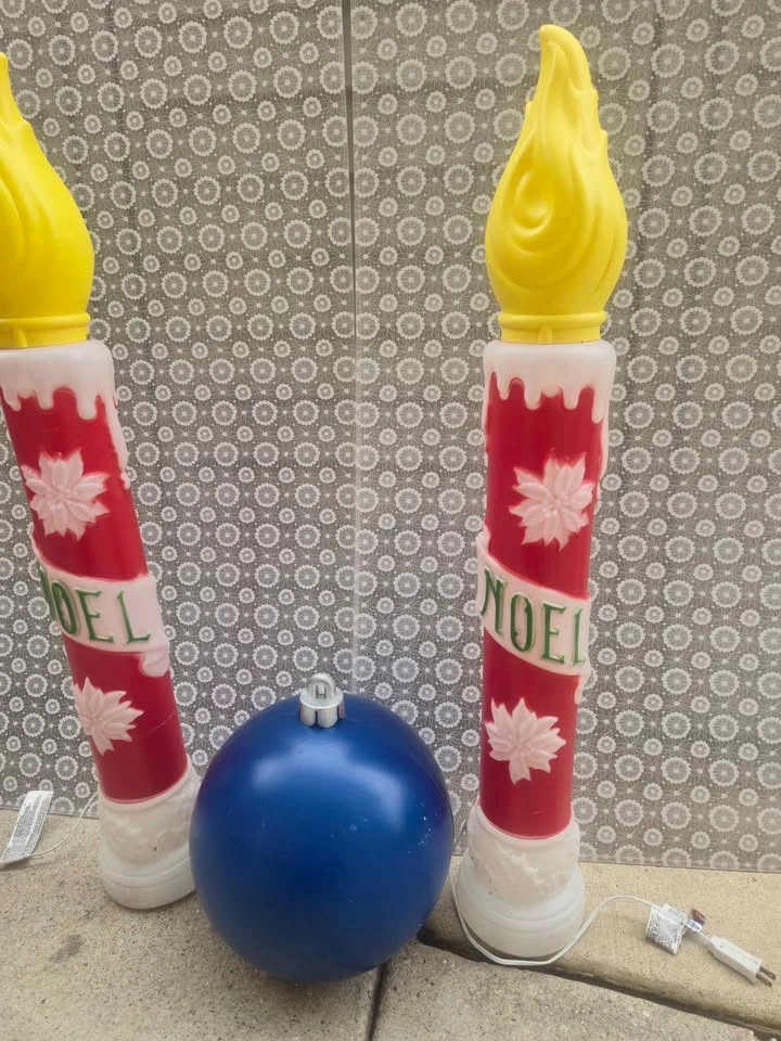 Vintage Empire Blow Mold Noel Christmas Candle Pair 39” Tall - photo 5