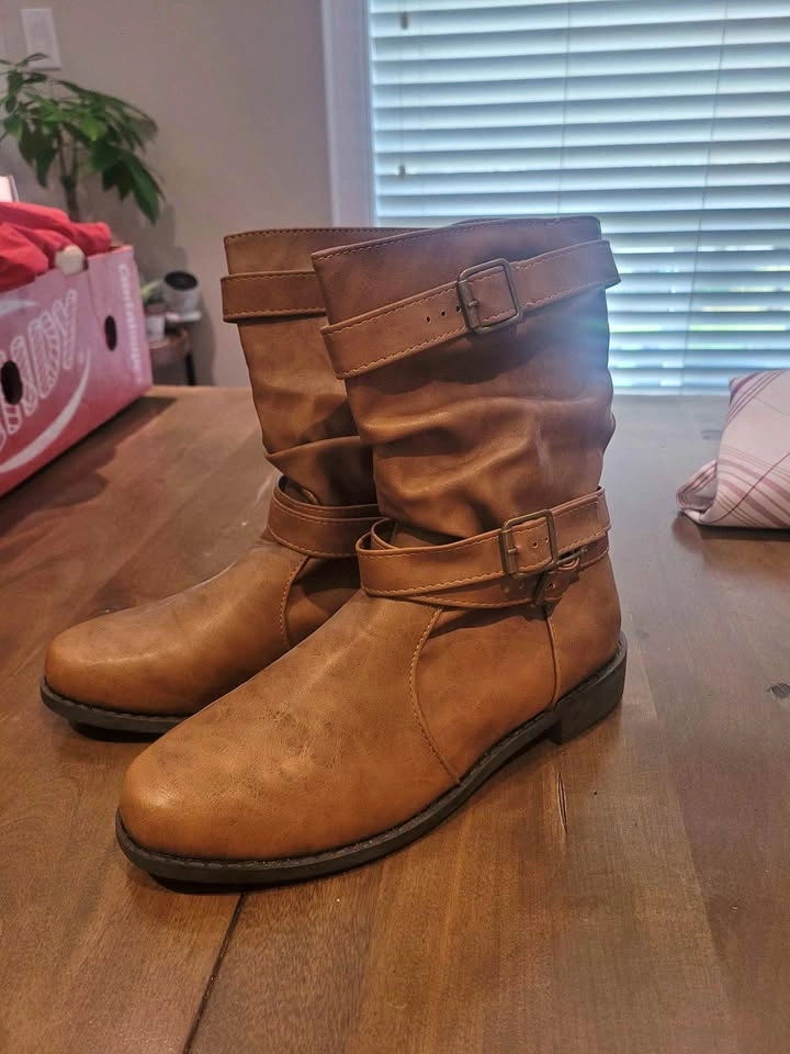 Brand New Women's Brown Slouch Mid-Calf Boots - Size 39