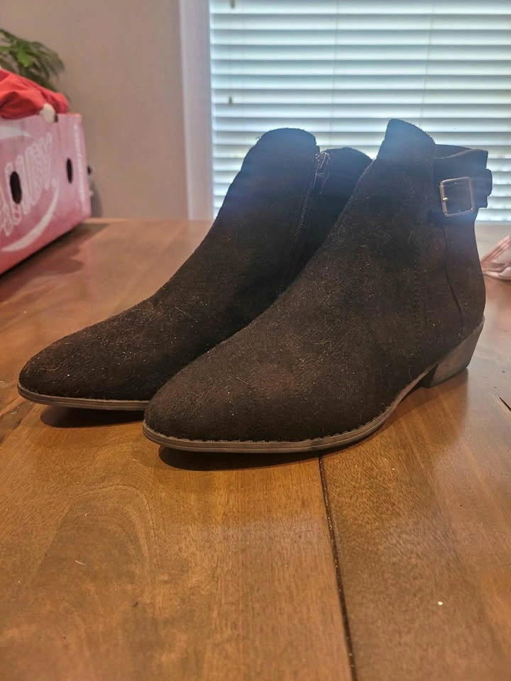 Brand New Women's Black Suede Ankle Boots - Size 39