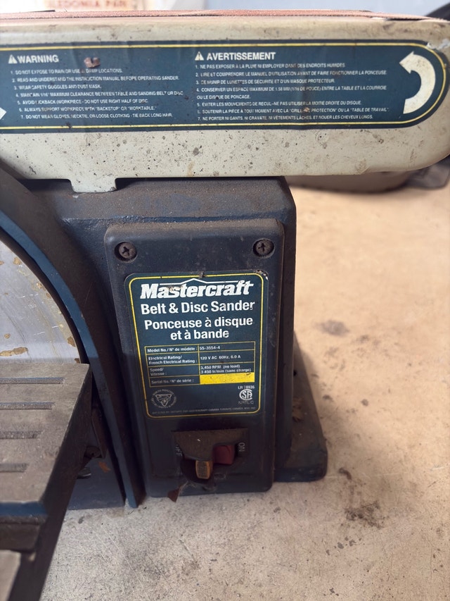 Mastercraft Belt and Disc Sander - 120 Volts - photo 2