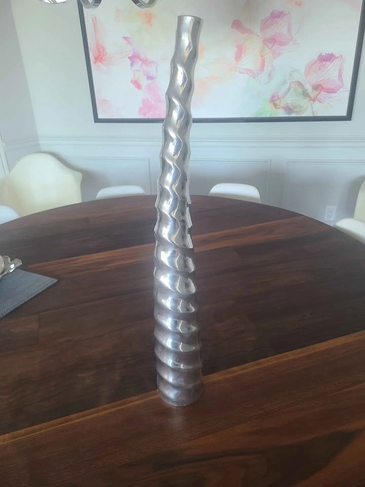 Tall Silver Spiral Decorative Vase approximately 27" - photo 2