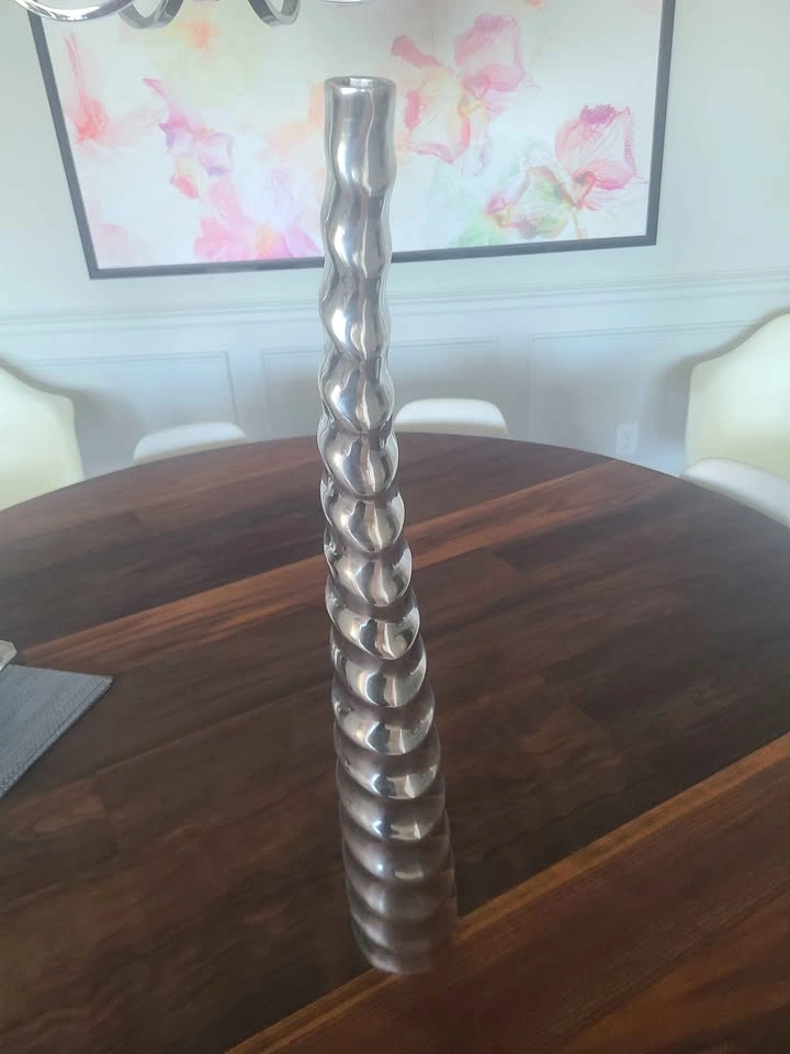 Tall Silver Spiral Decorative Vase approximately 27" - photo 3