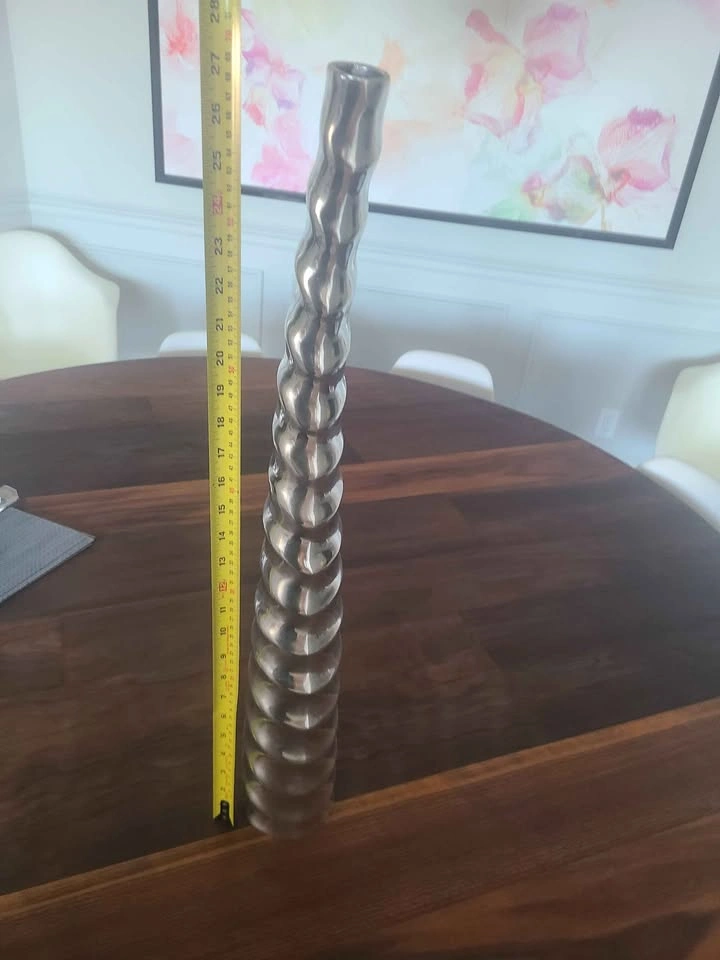 Tall Silver Spiral Decorative Vase approximately 27" - photo 4
