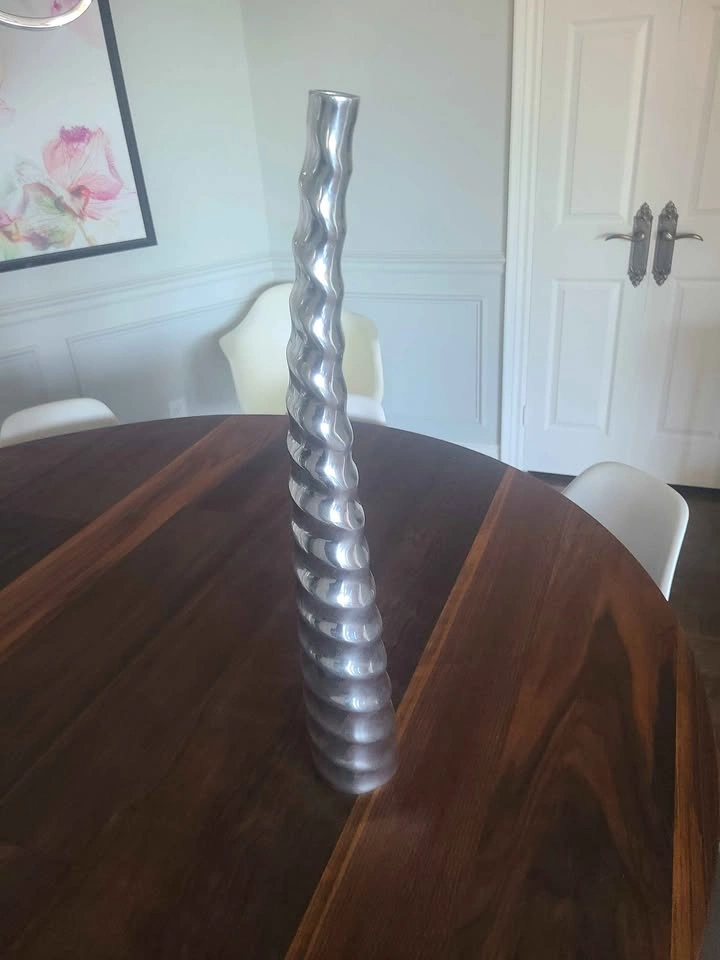 Tall Silver Spiral Decorative Vase approximately 27" - photo 5