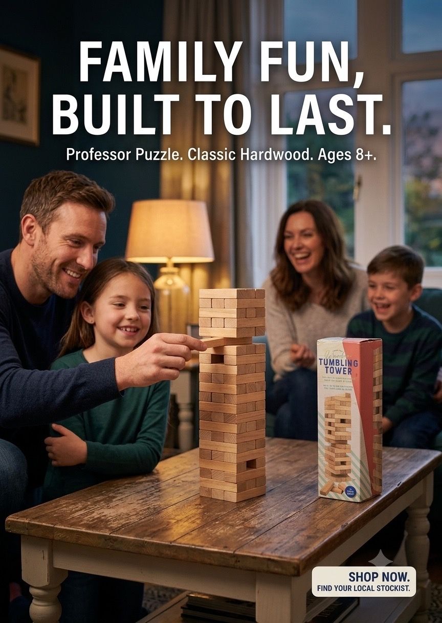 Wooden Tumbling Tower Game Classic Jenga Style