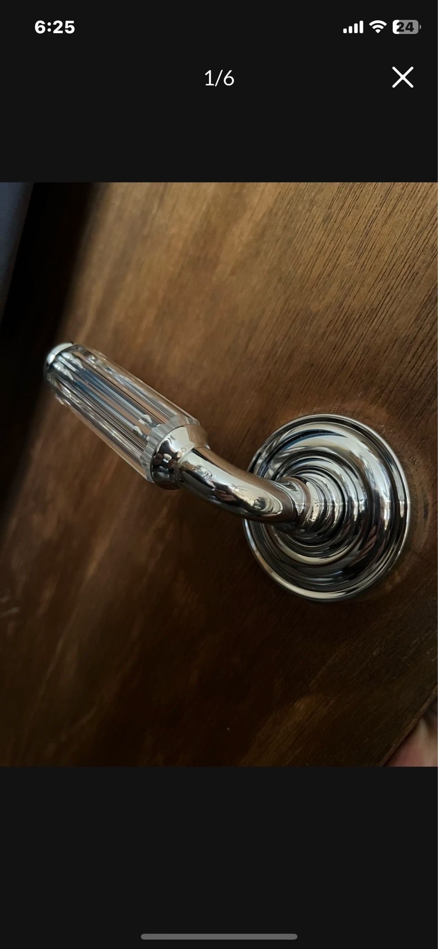 Baldwin Chrome Fluted Crystal Glass Door Lever Set - photo 3
