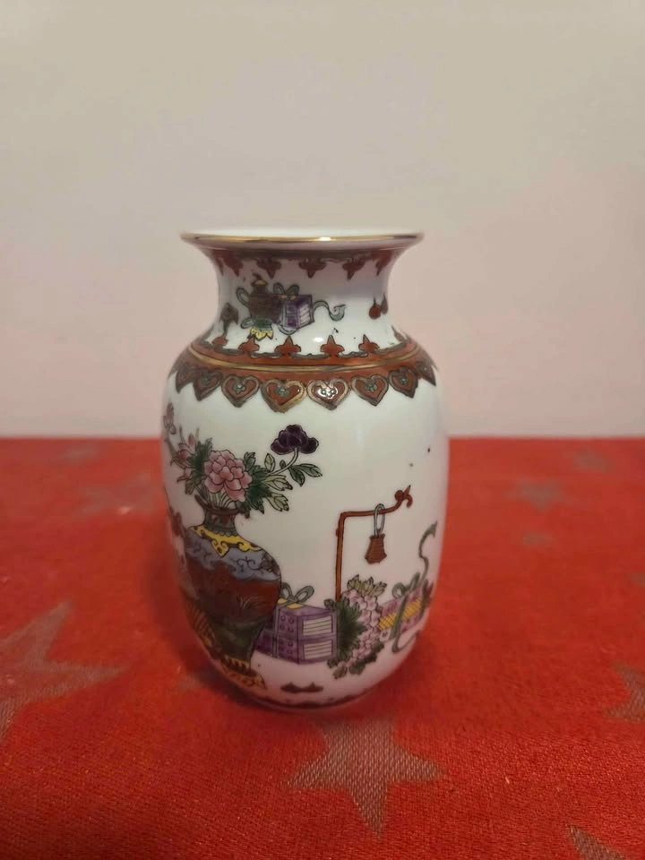 Vintage Chinese Hand-painted Porcelain Vase w/Butterflies & Flor - photo 2