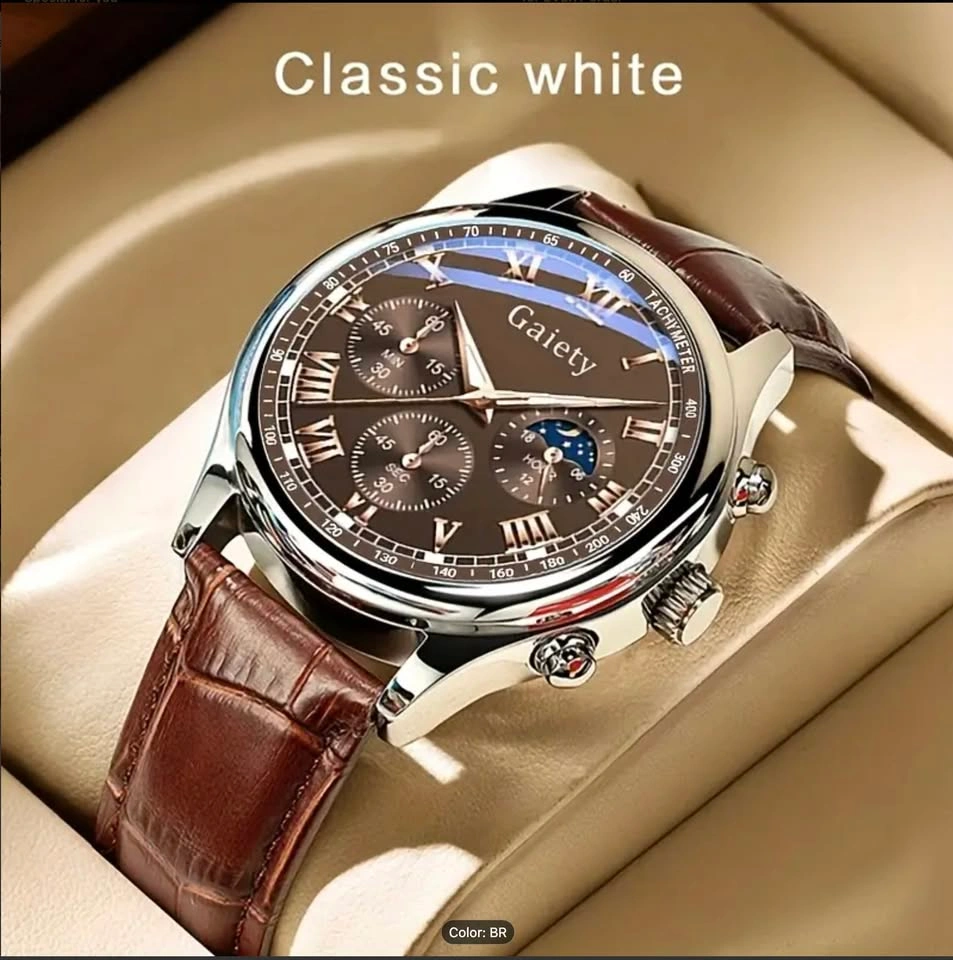 NEW Men's Luxury Quartz Watch with Faux Leather Strap (2 pc Left - photo 2