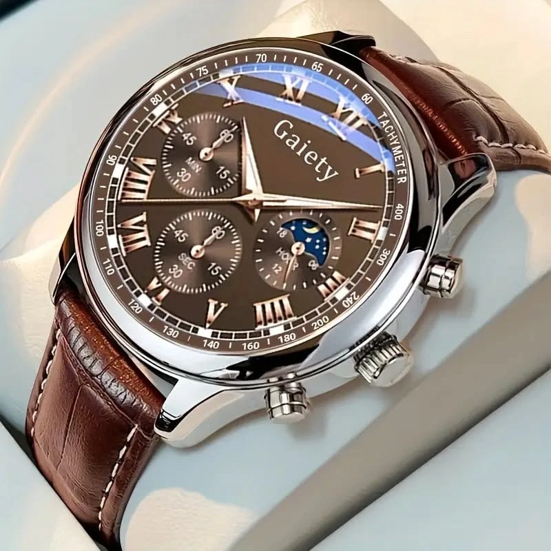 NEW Men's Luxury Quartz Watch with Faux Leather Strap (2 pc Left - photo 3
